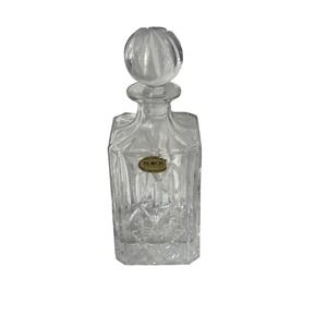 Block Crystal Square Whiskey Decanter Clear Full Lead Glass Hand Crafted Poland